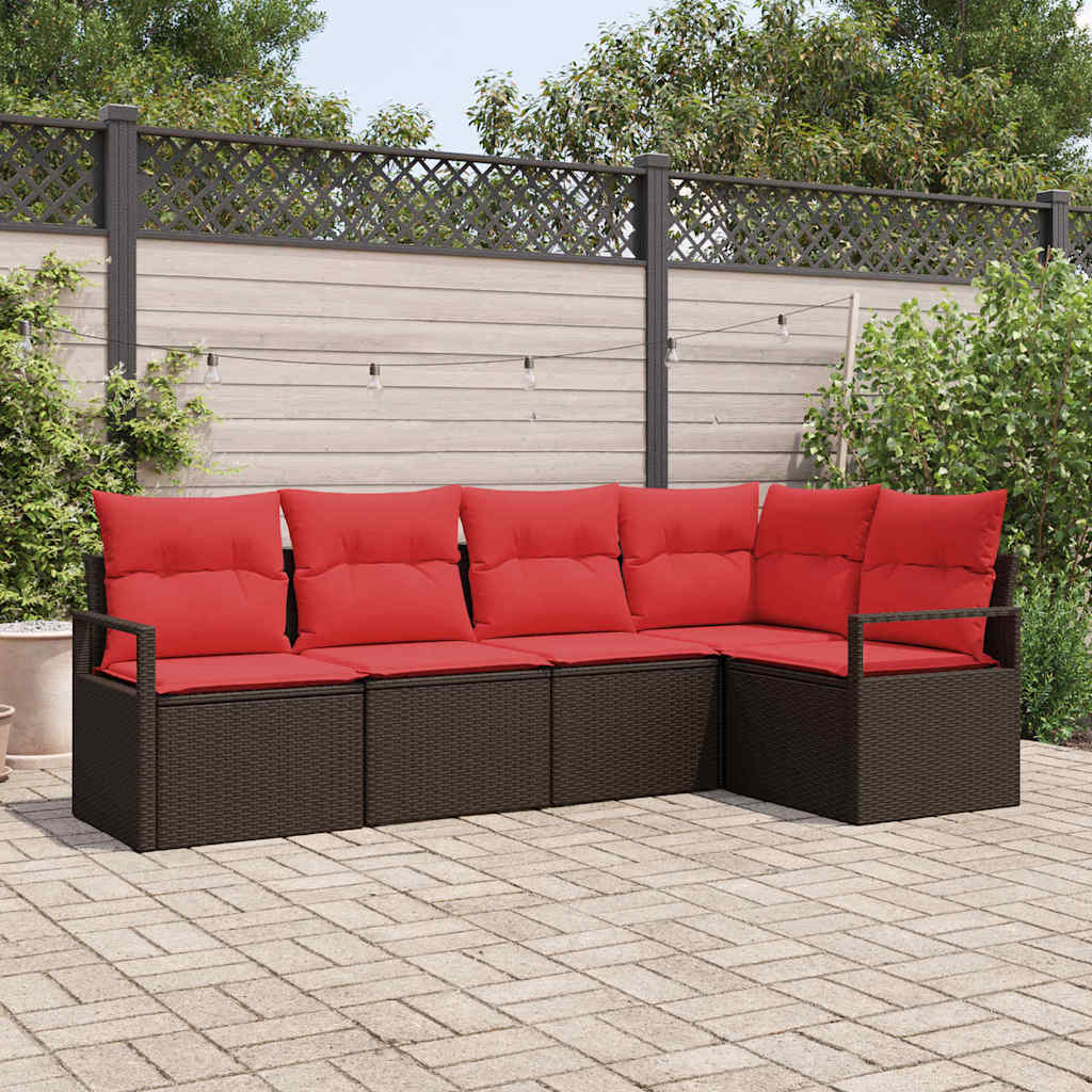 Kanapé Szett 5 pcs Barna polirattan