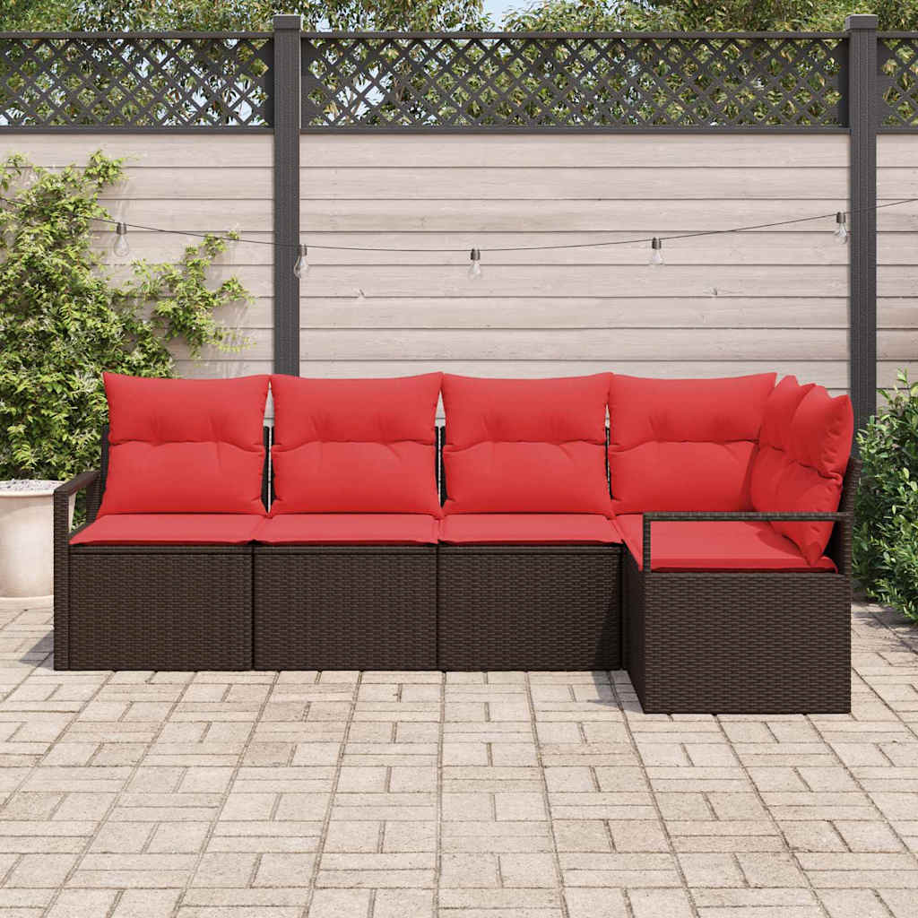 Kanapé Szett 5 pcs Barna polirattan