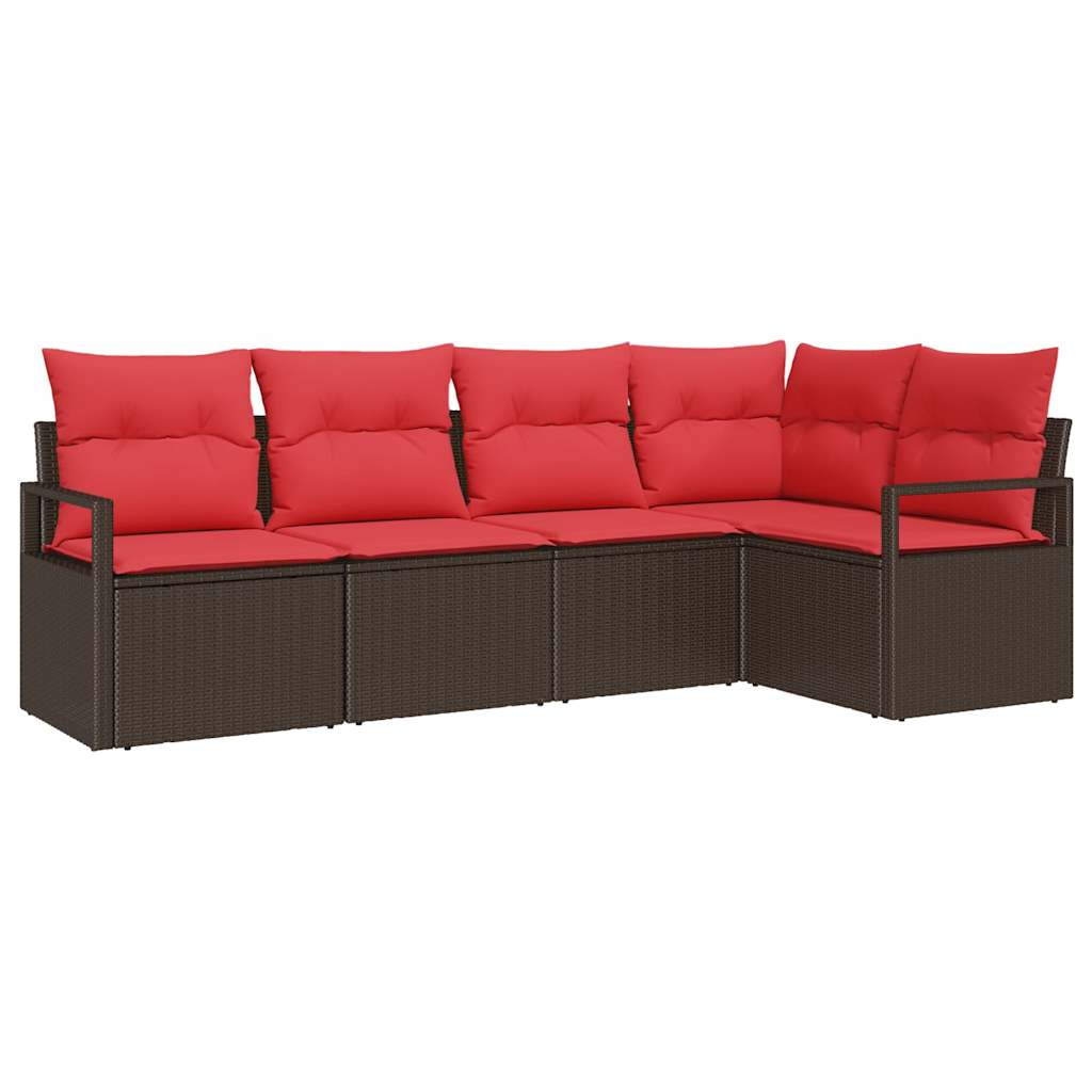 Kanapé Szett 5 pcs Barna polirattan
