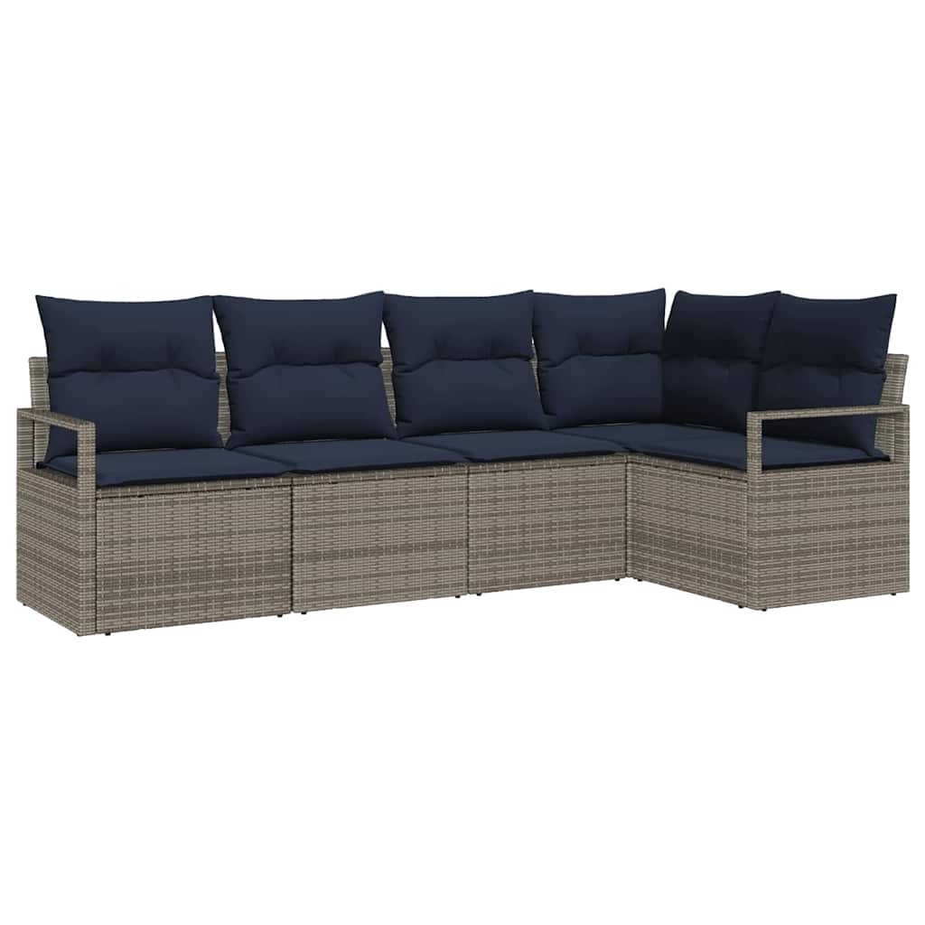 Kanapé Szett 5 pcs Szürke polirattan