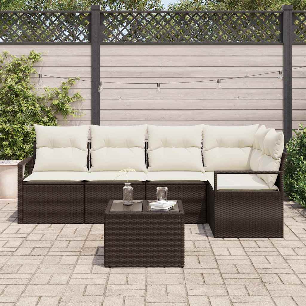 Kanapé Szett párnával 6 pcs Barna polirattan