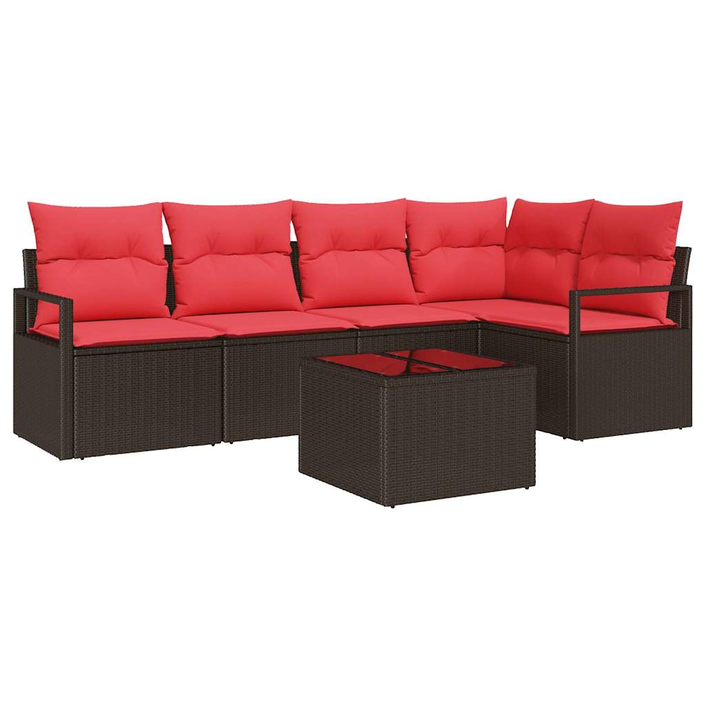 Kanapé Szett 6 pcs Barna polirattan