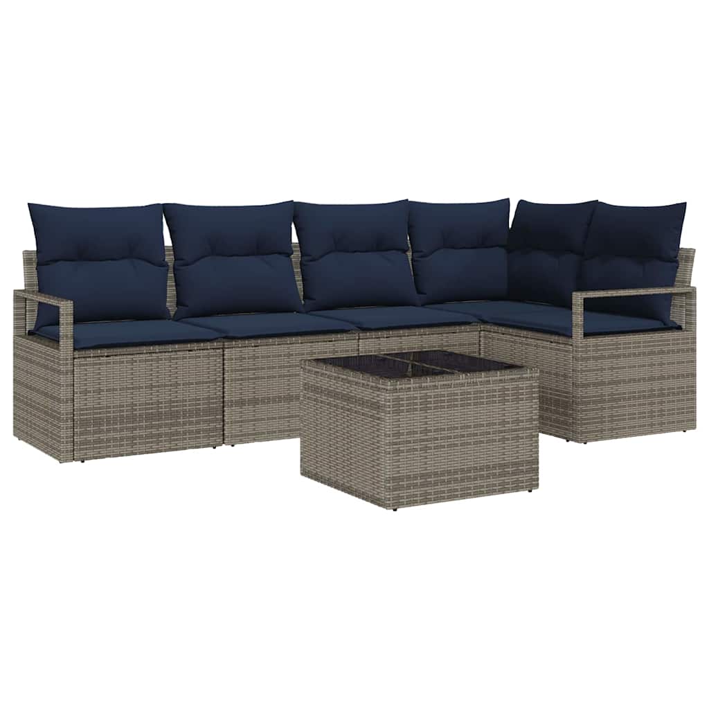 Kanapé Szett 6 pcs Szürke polirattan