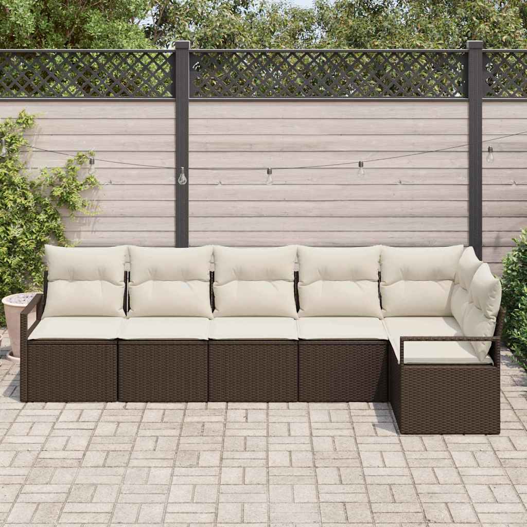 Kanapé Szett 6 pcs Barna polirattan