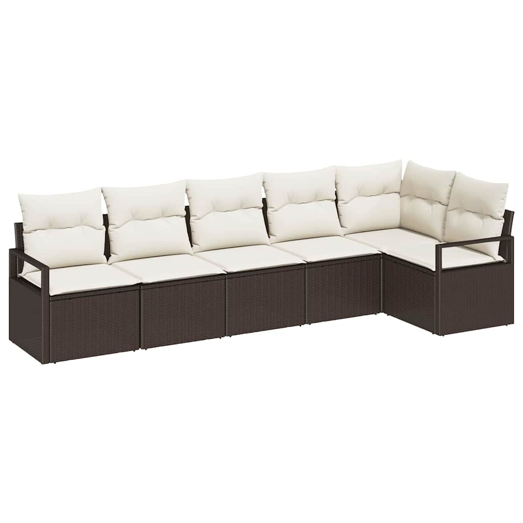 Kanapé Szett 6 pcs Barna polirattan