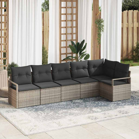 Kanapé Szett 6 pcs Szürke polirattan