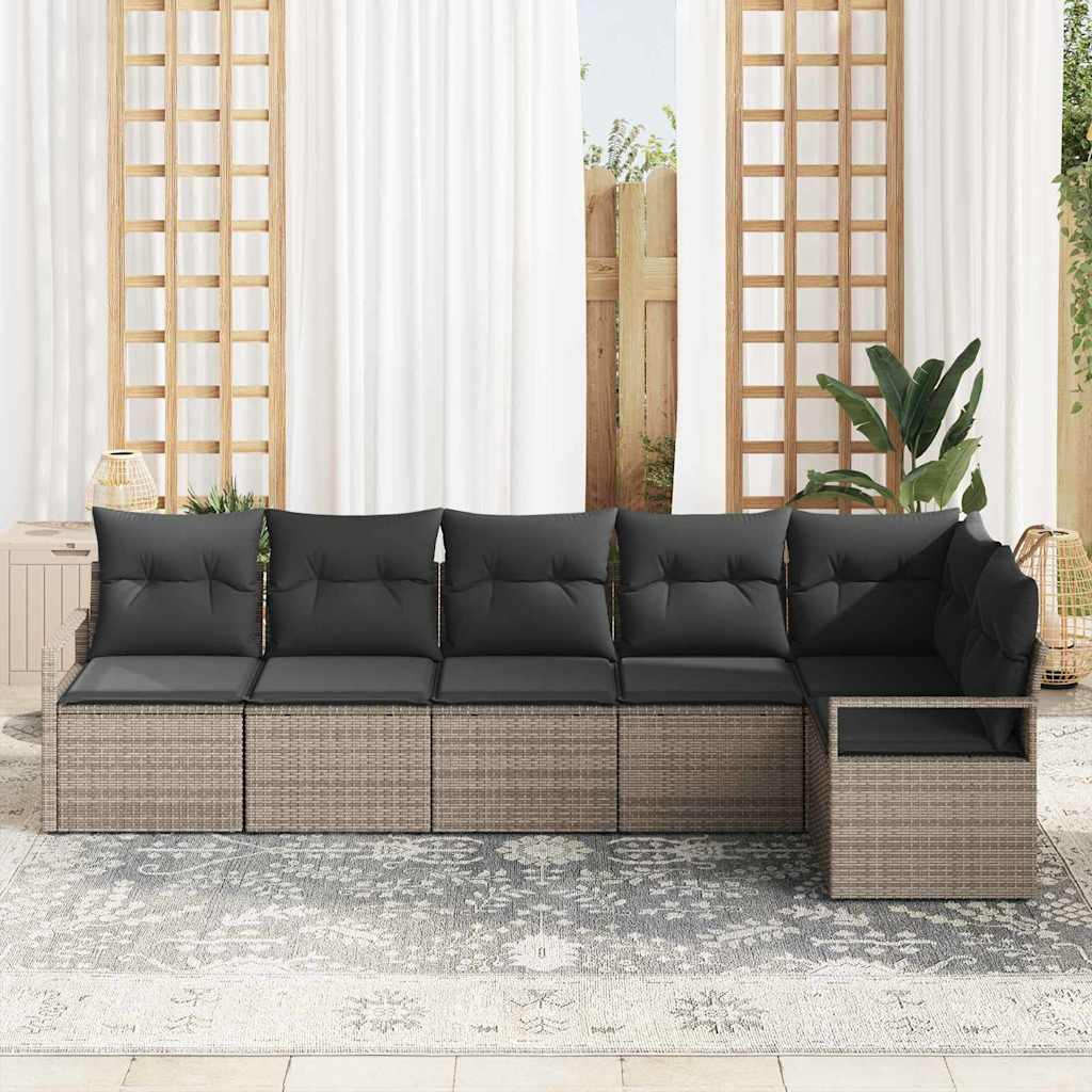 Kanapé Szett 6 pcs Szürke polirattan