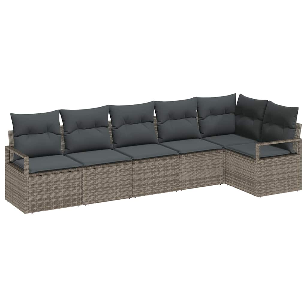 Kanapé Szett 6 pcs Szürke polirattan