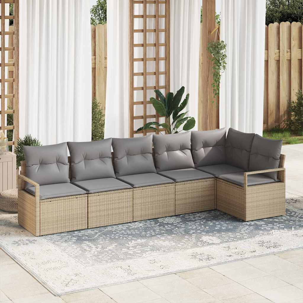 Kanapé Szett 6 pcs Bézs polirattan