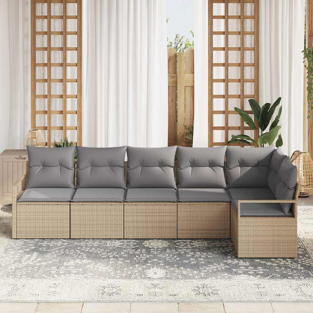 Kanapé Szett 6 pcs Bézs polirattan