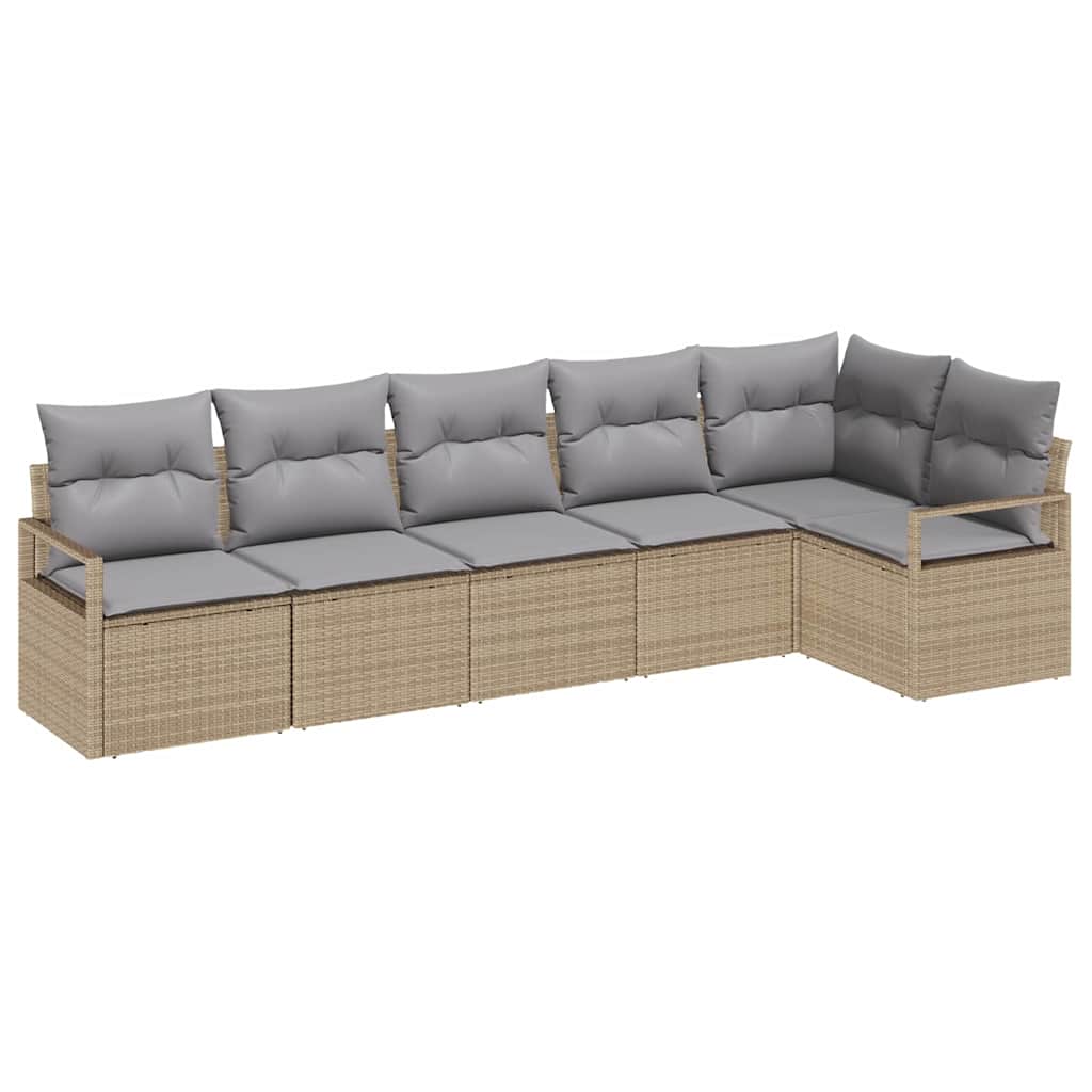 Kanapé Szett 6 pcs Bézs polirattan
