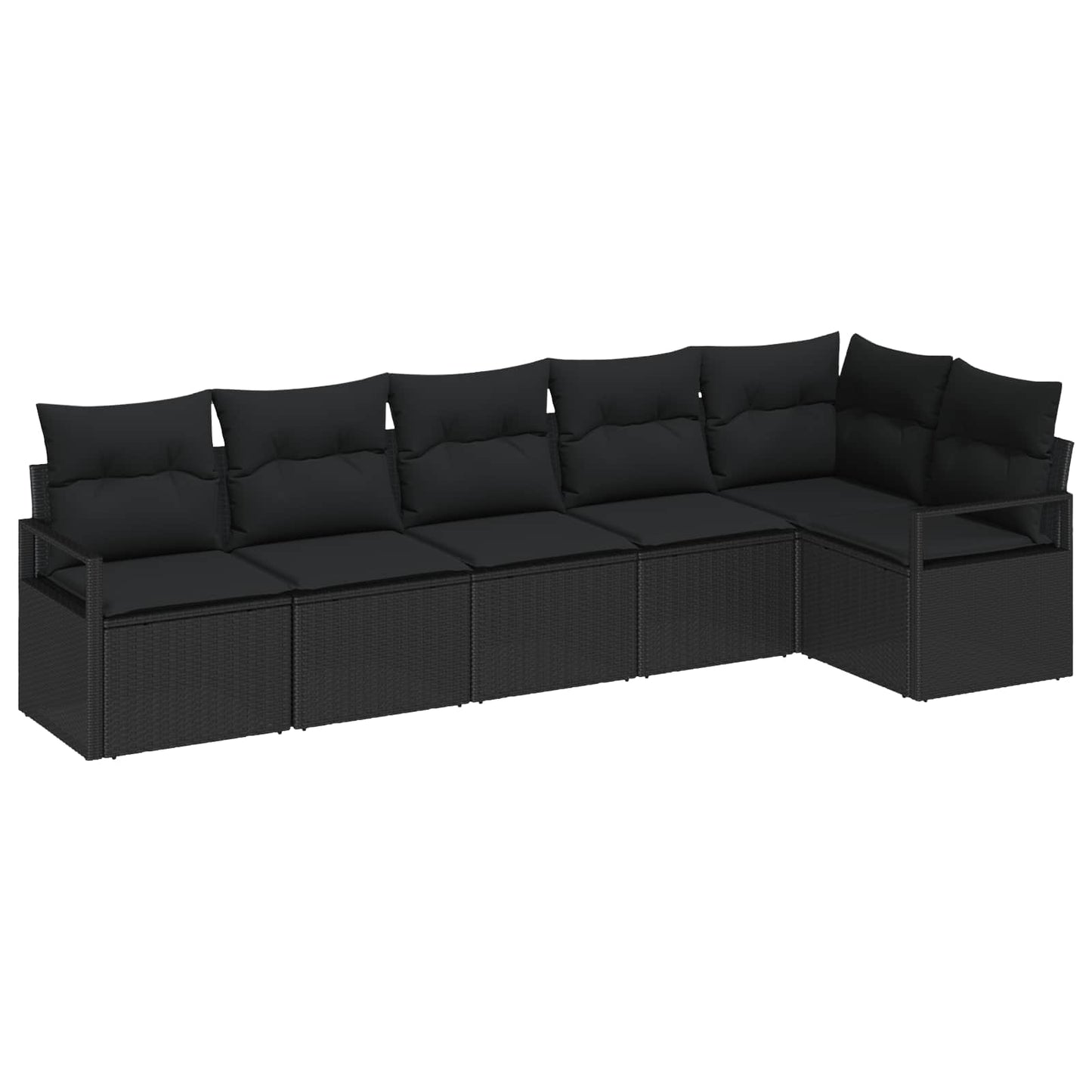 Kanapé Szett 6 pcs Fekete polirattan