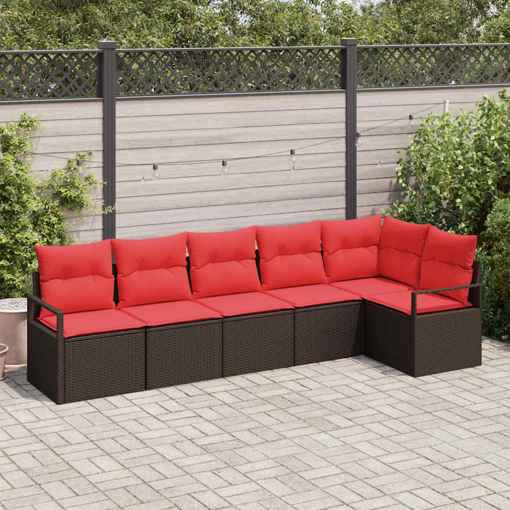 Kanapé Szett 6 pcs Barna polirattan