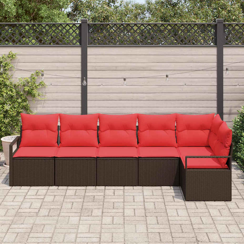 Kanapé Szett 6 pcs Barna polirattan