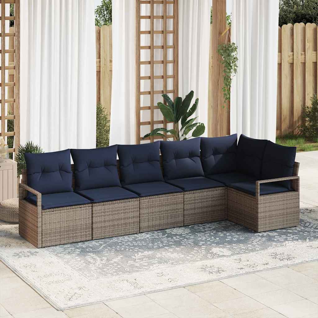 Kanapé Szett 6 pcs Szürke polirattan