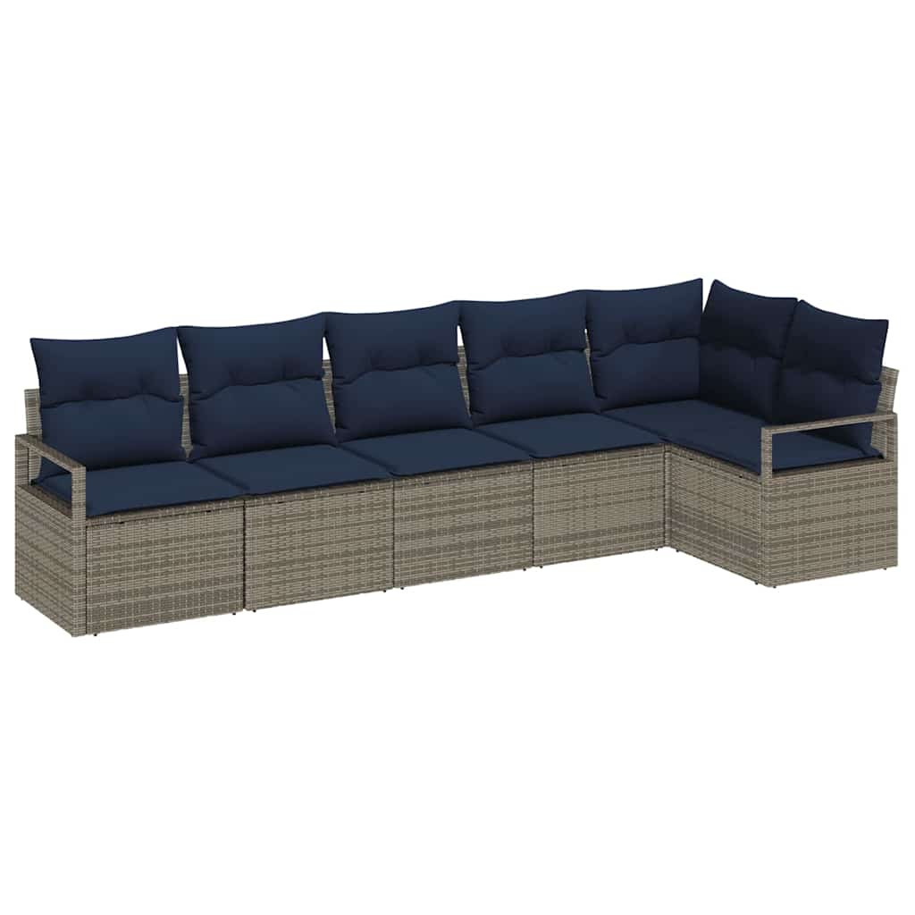 Kanapé Szett 6 pcs Szürke polirattan