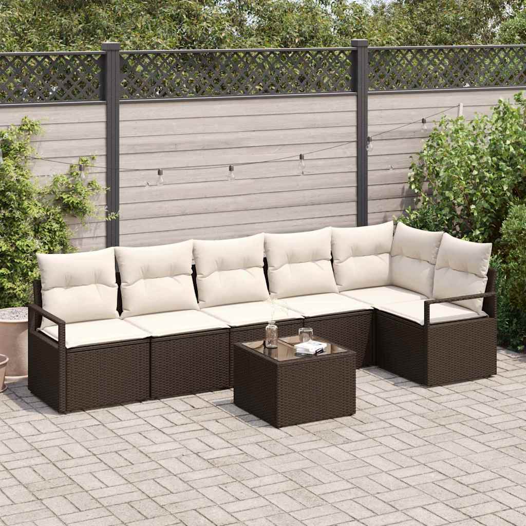 Kanapé Szett párnával 7 pcs Barna polirattan
