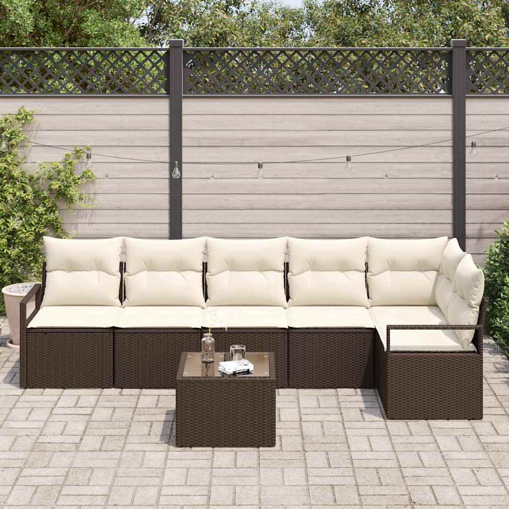 Kanapé Szett párnával 7 pcs Barna polirattan