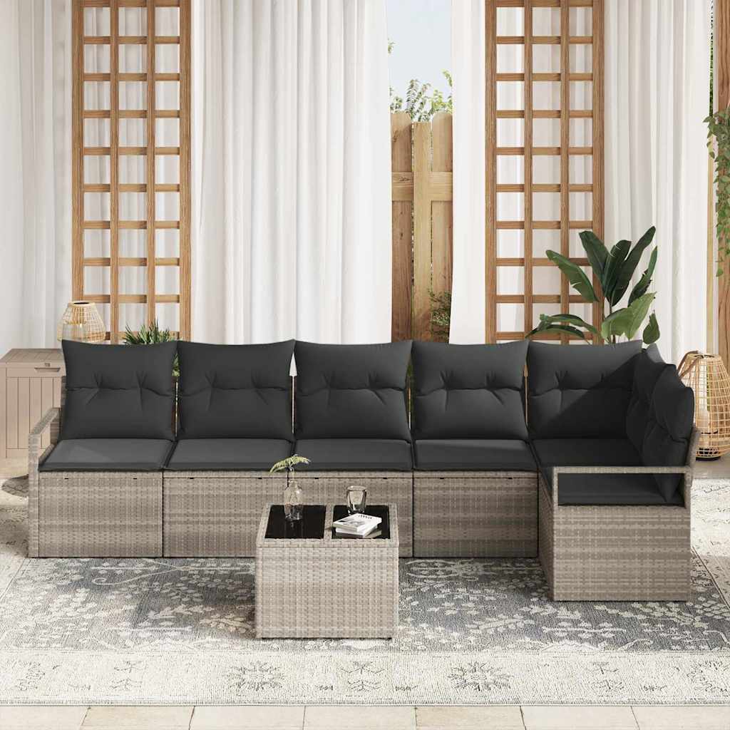 Kanapé Szett 7 pcs Világosszürke polirattan