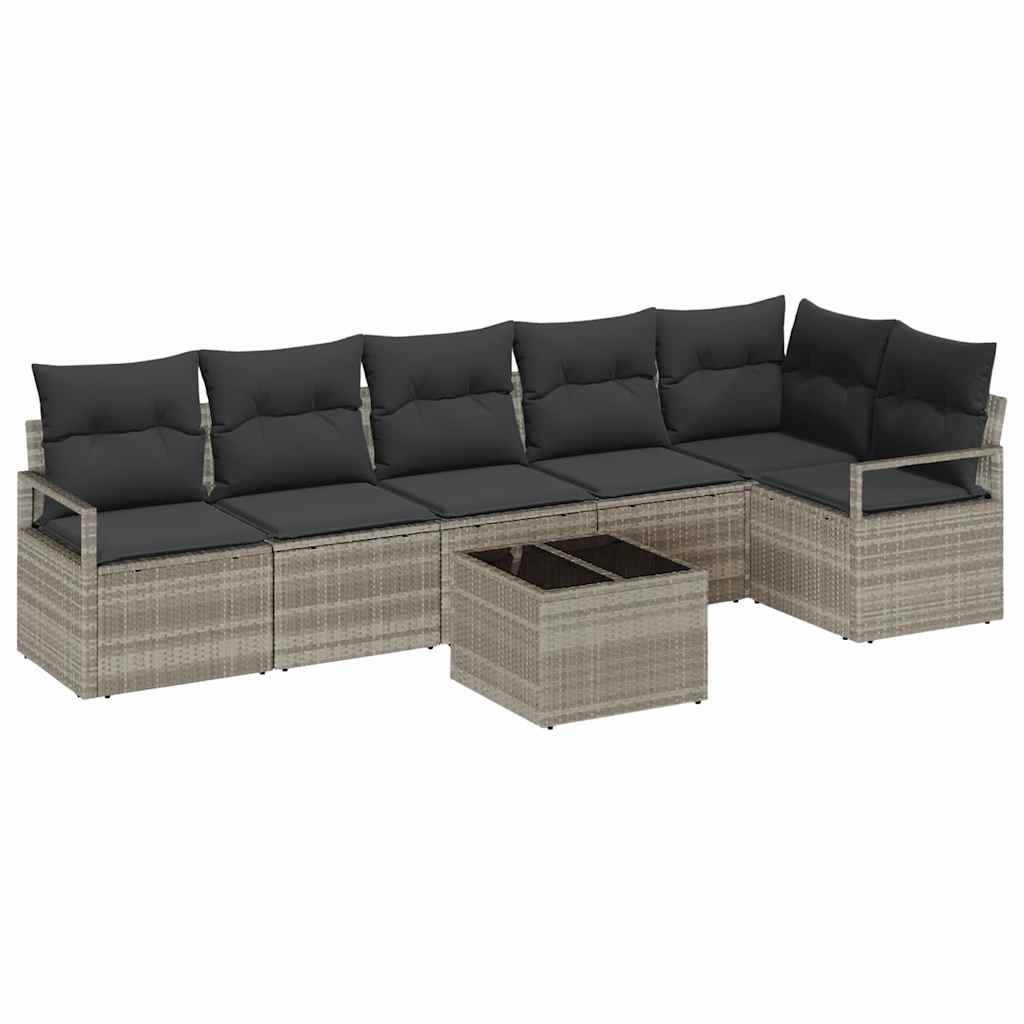 Kanapé Szett 7 pcs Világosszürke polirattan