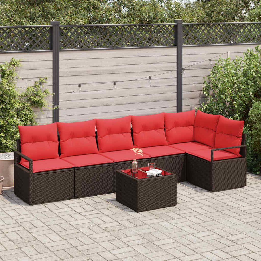 Kanapé Szett 7 pcs Barna polirattan