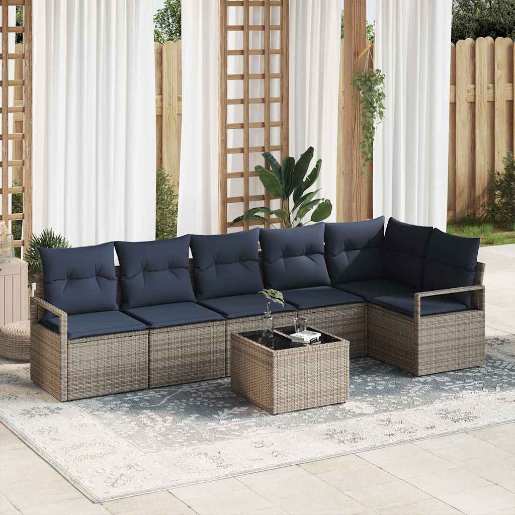 Kanapé Szett 7 pcs Szürke polirattan
