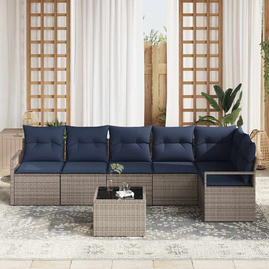 Kanapé Szett 7 pcs Szürke polirattan