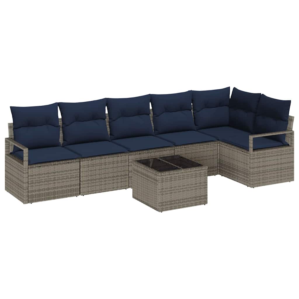 Kanapé Szett 7 pcs Szürke polirattan