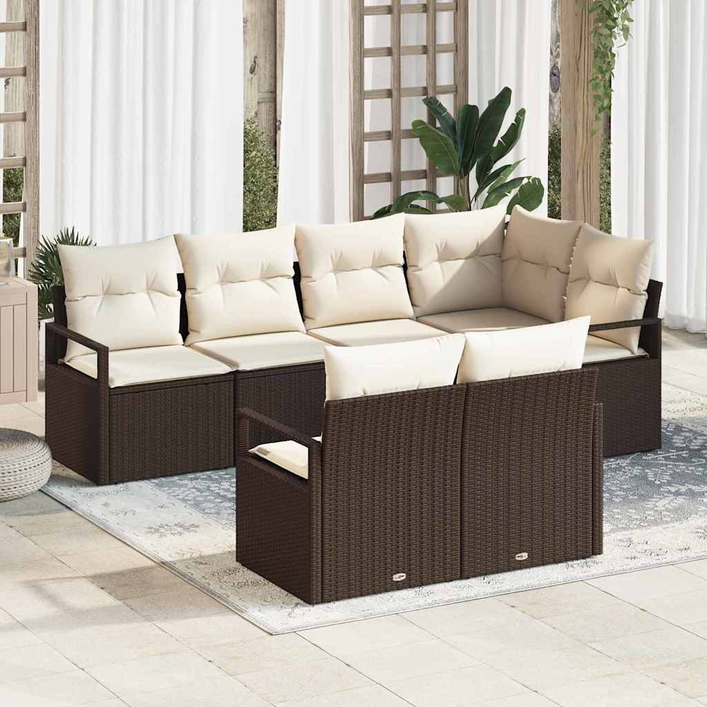 Kanapé Szett párnával 7 pcs Barna polirattan