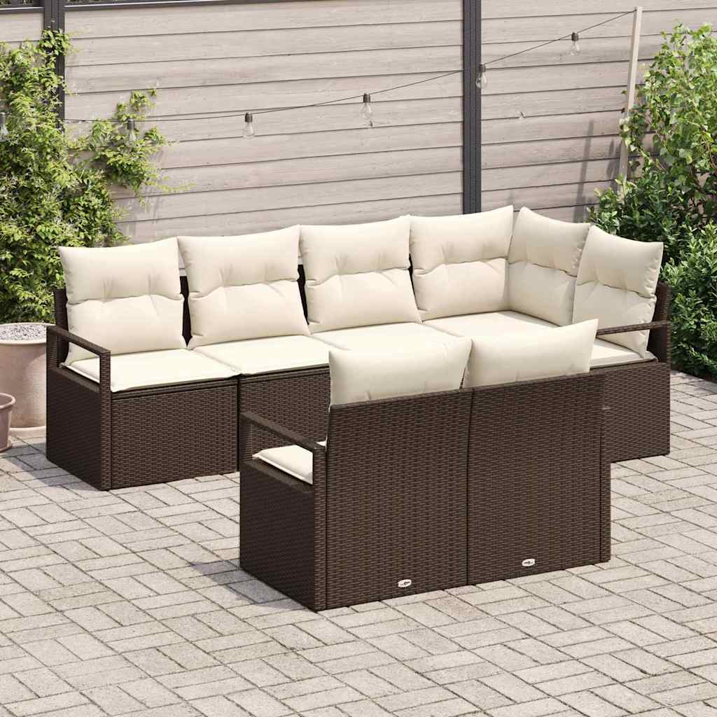 Kanapé Szett párnával 7 pcs Barna polirattan