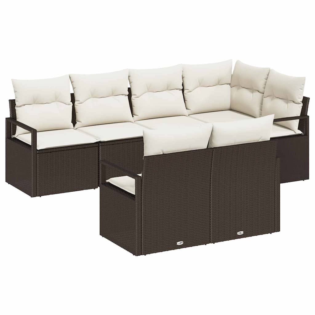 Kanapé Szett párnával 7 pcs Barna polirattan
