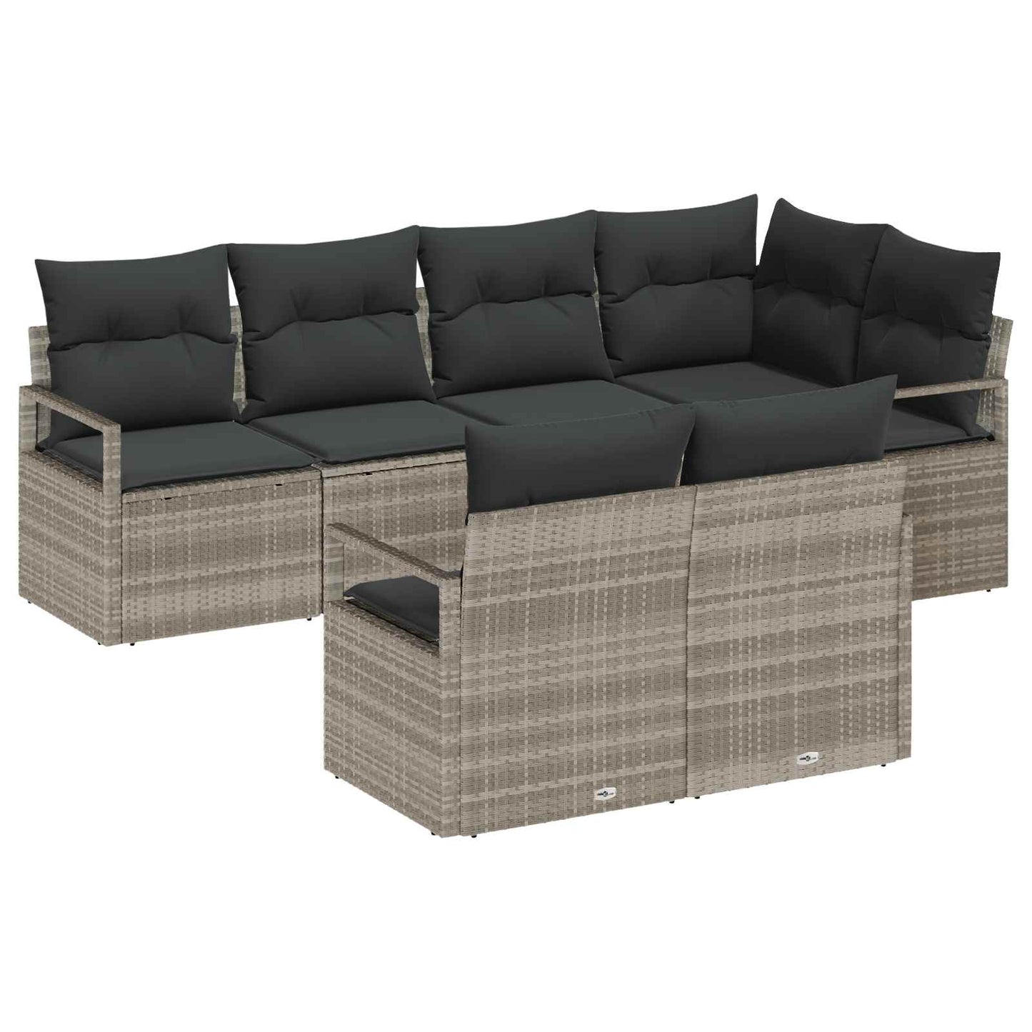 Kanapé Szett 7 pcs Világosszürke polirattan
