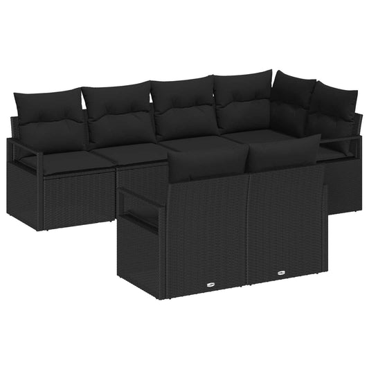 Kanapé Szett 7 pcs Fekete polirattan