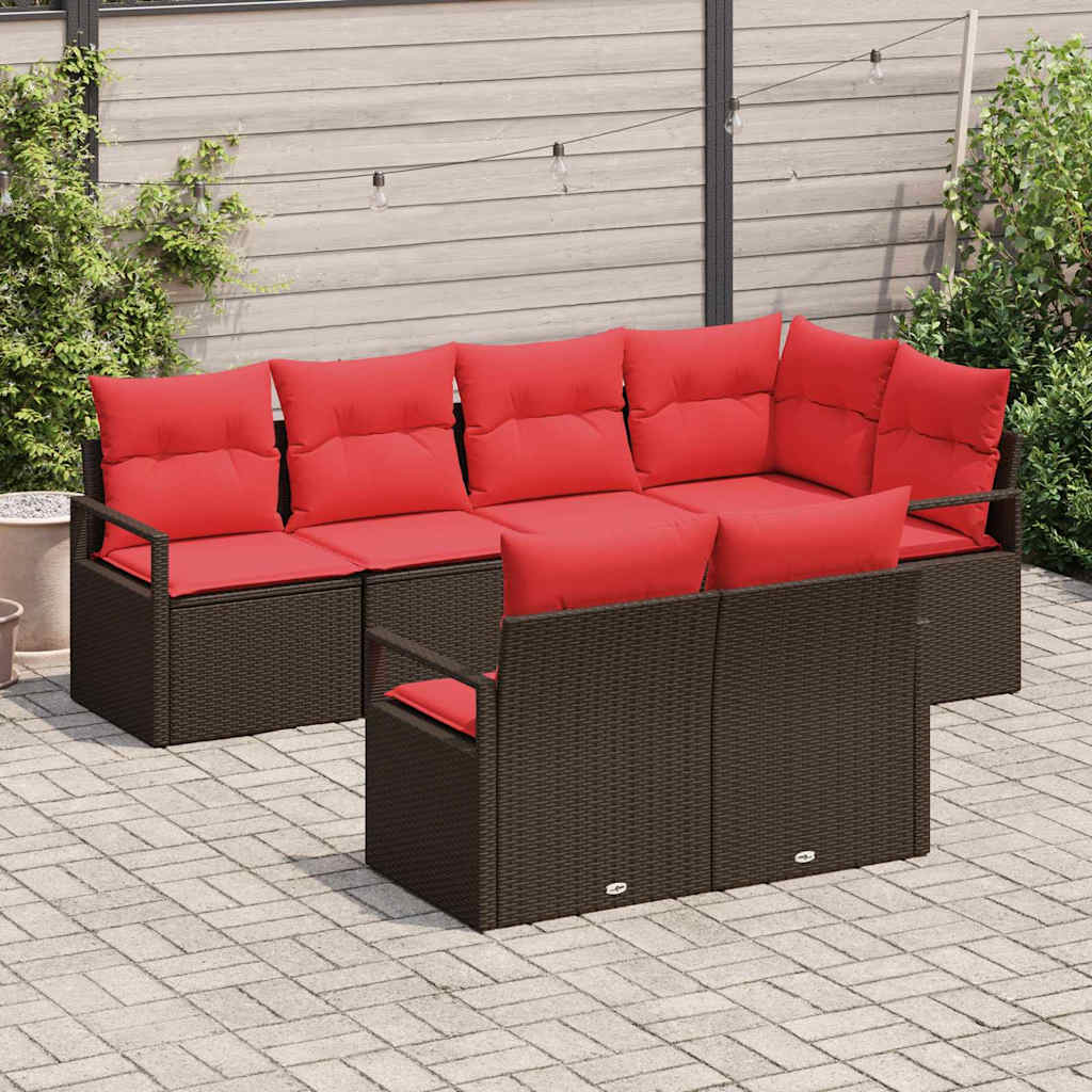 Kanapé Szett 7 pcs Barna polirattan