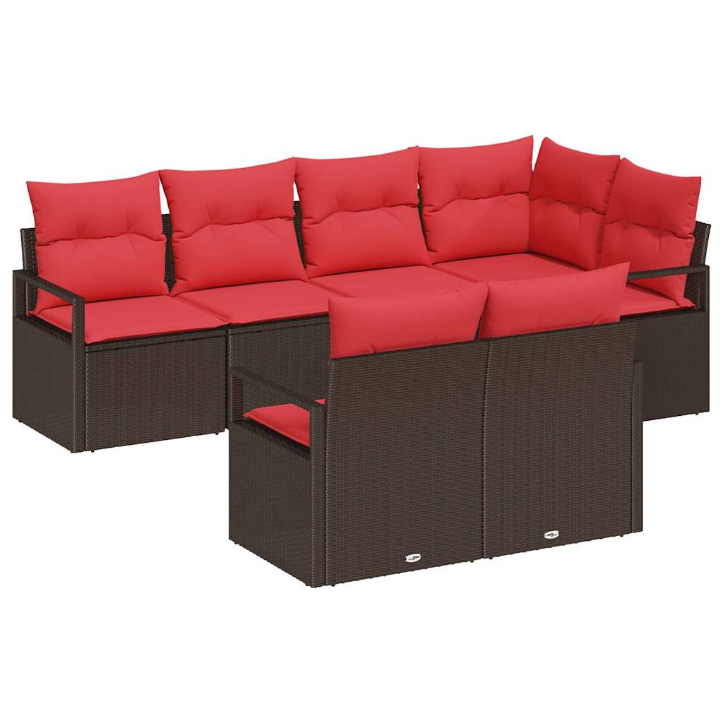 Kanapé Szett 7 pcs Barna polirattan