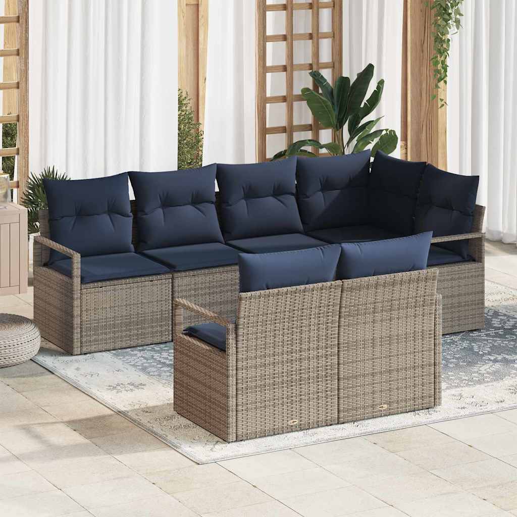 Kanapé Szett 7 pcs Szürke polirattan