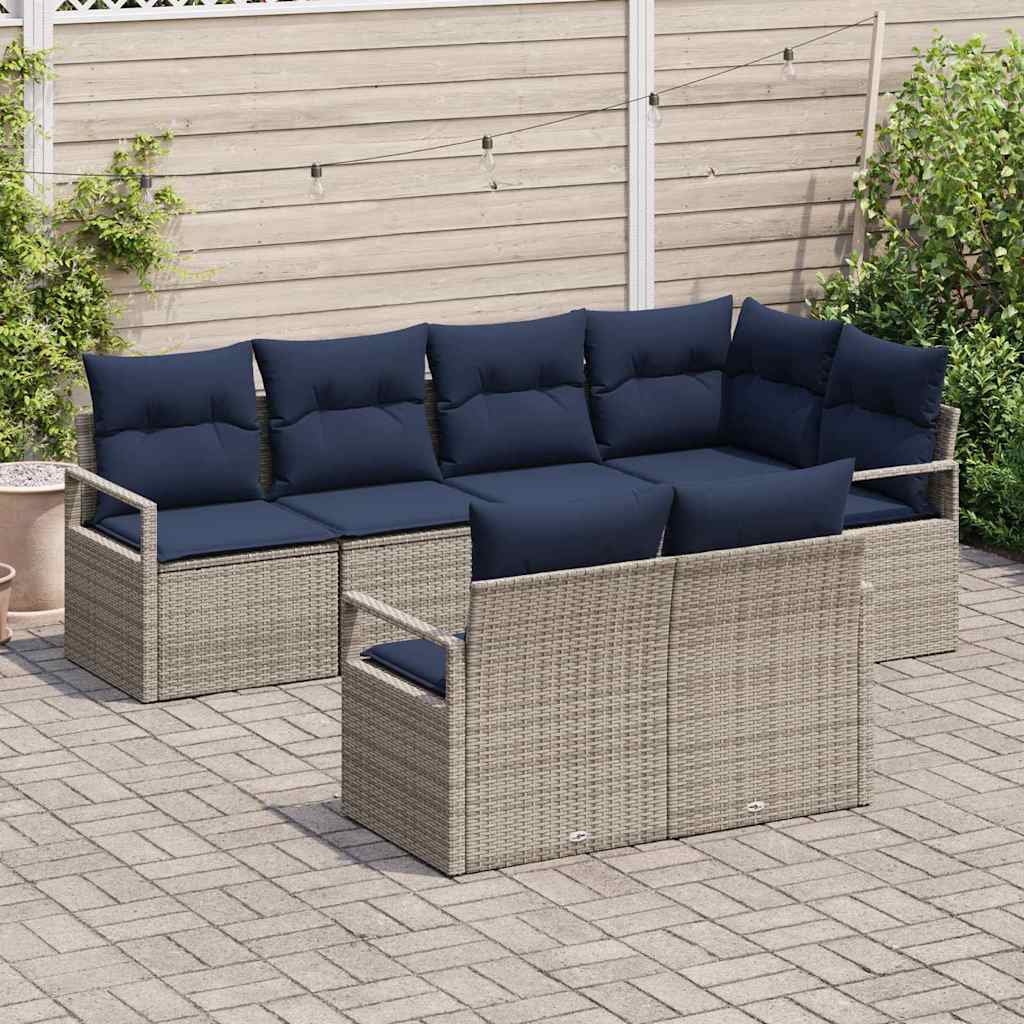 Kanapé Szett 7 pcs Szürke polirattan