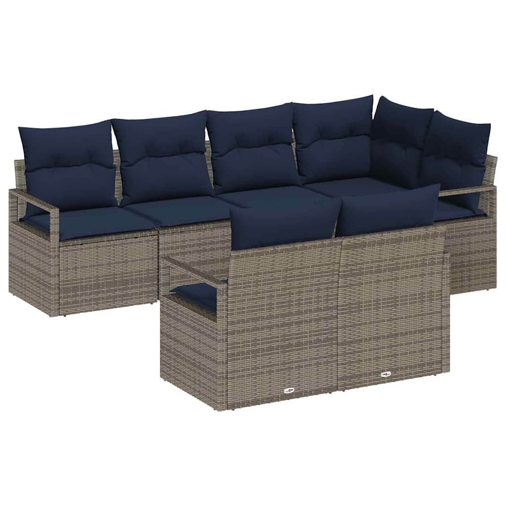Kanapé Szett 7 pcs Szürke polirattan