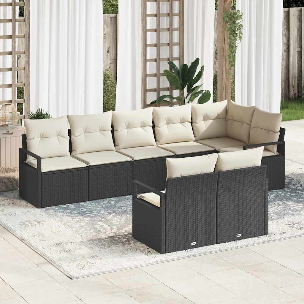 Kanapé Szett 8 pcs Fekete polirattan