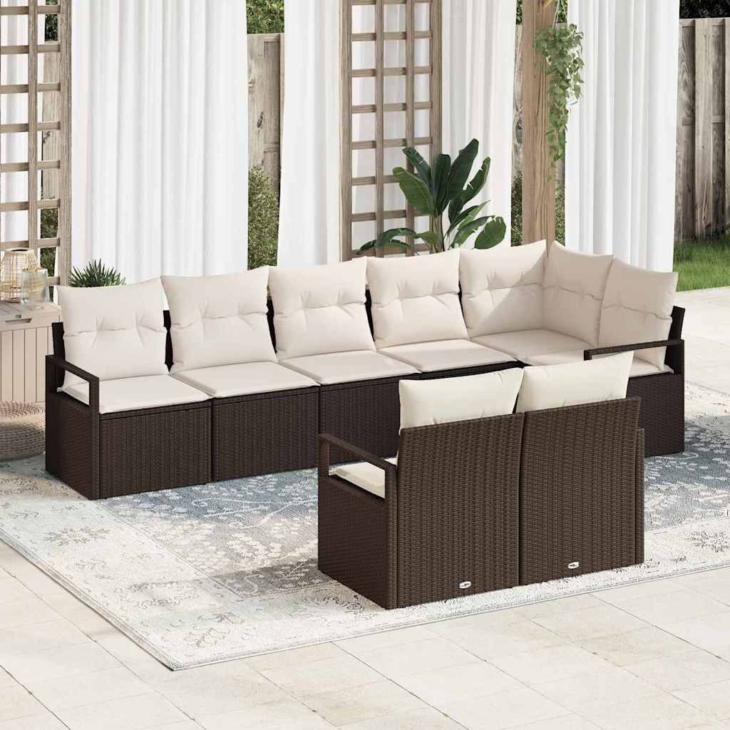Kanapé Szett 8 pcs Barna polirattan