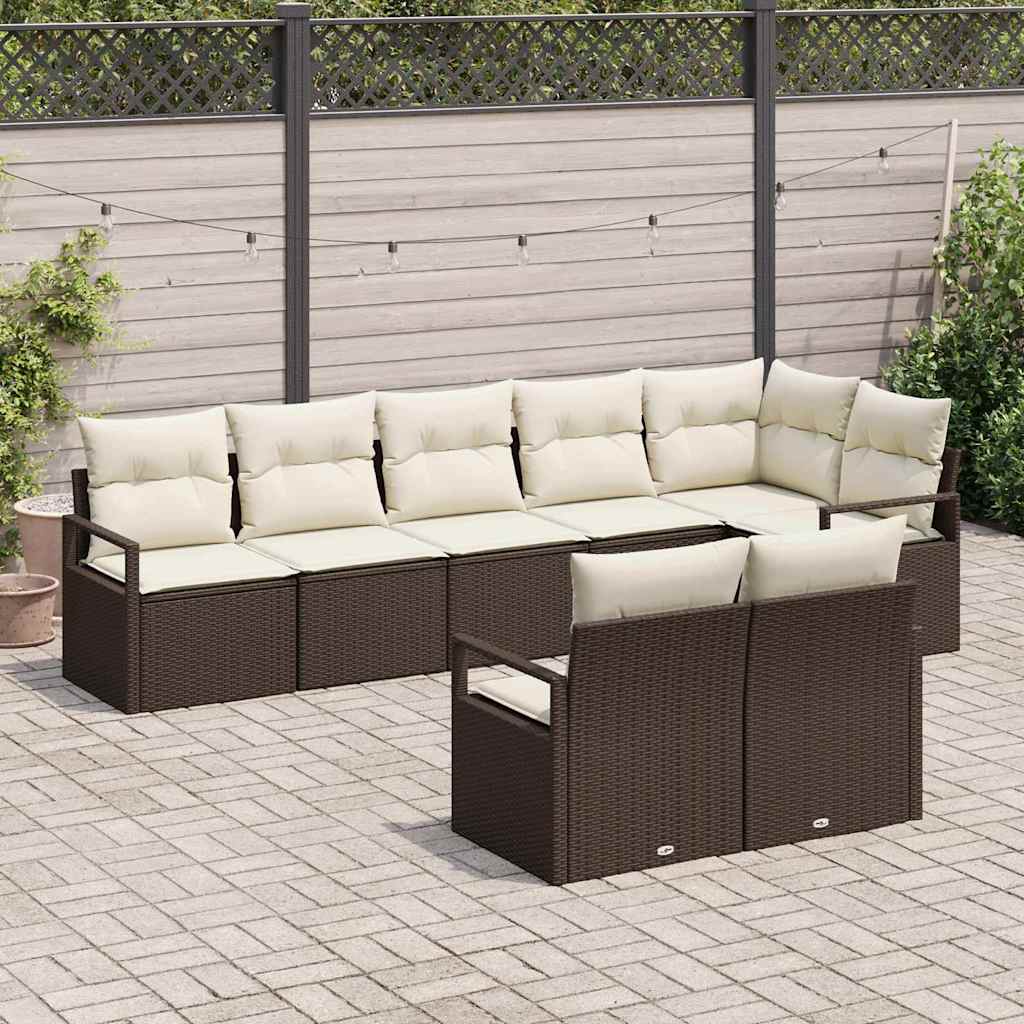 Kanapé Szett 8 pcs Barna polirattan