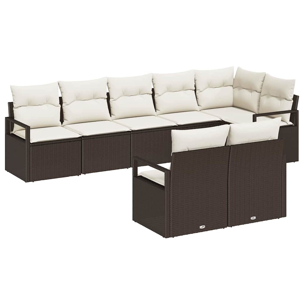 Kanapé Szett 8 pcs Barna polirattan
