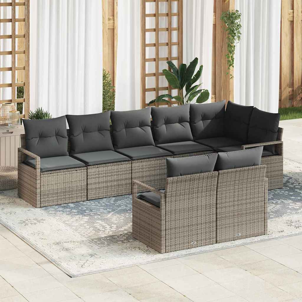 Kanapé Szett 8 pcs Szürke polirattan