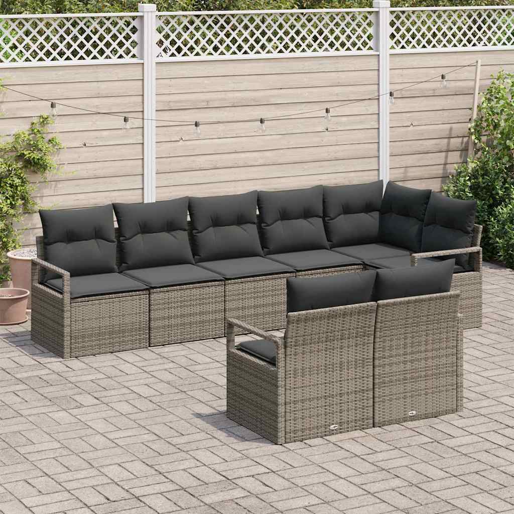 Kanapé Szett 8 pcs Szürke polirattan
