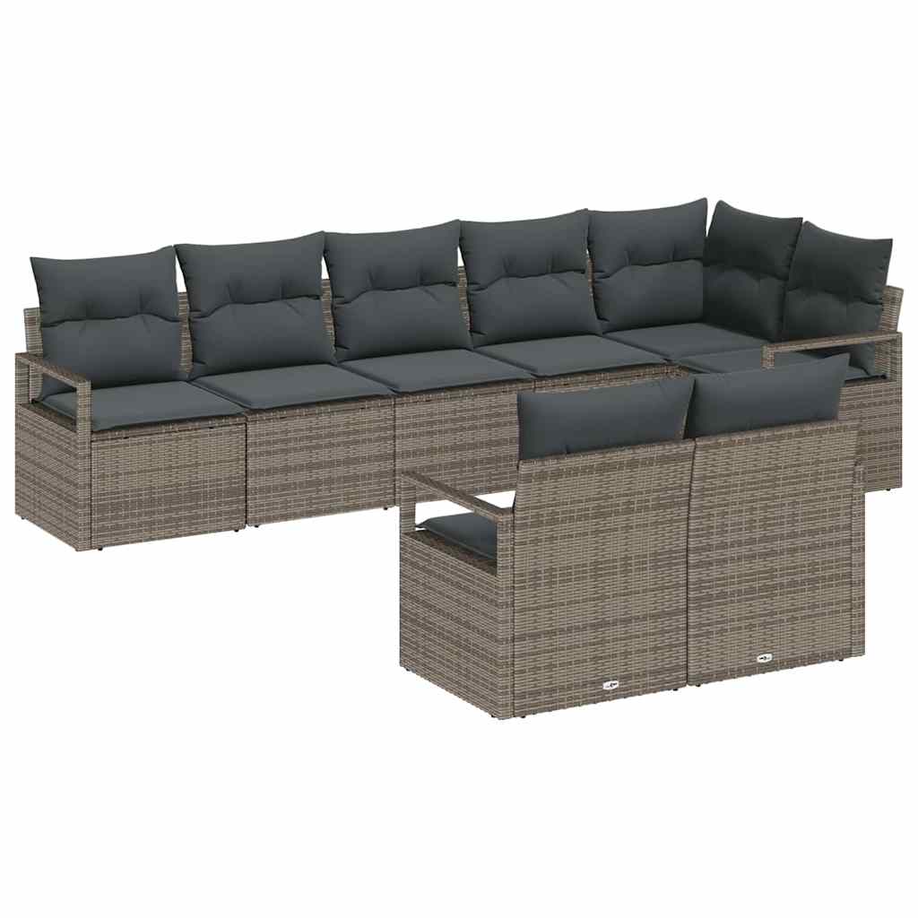 Kanapé Szett 8 pcs Szürke polirattan