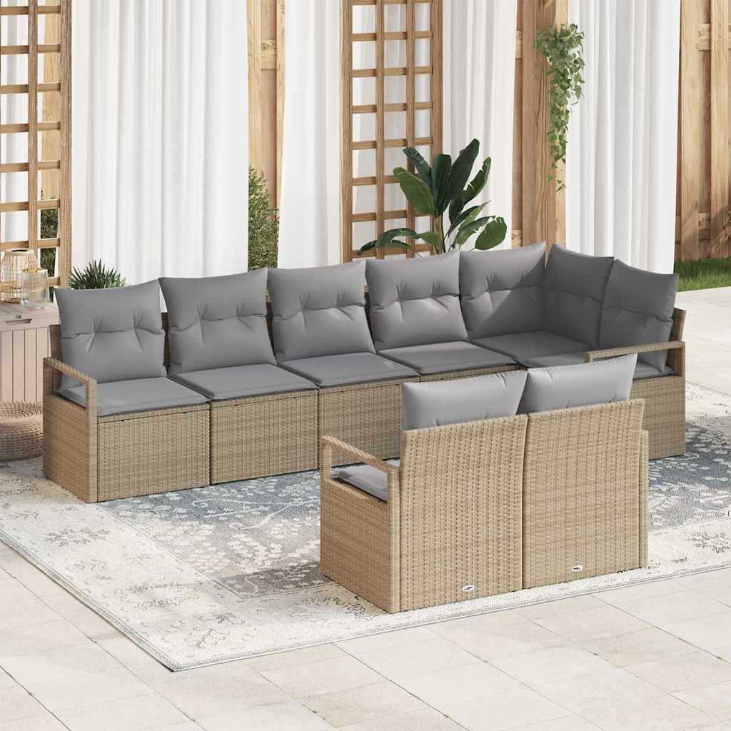 Kanapé Szett 8 pcs Bézs polirattan