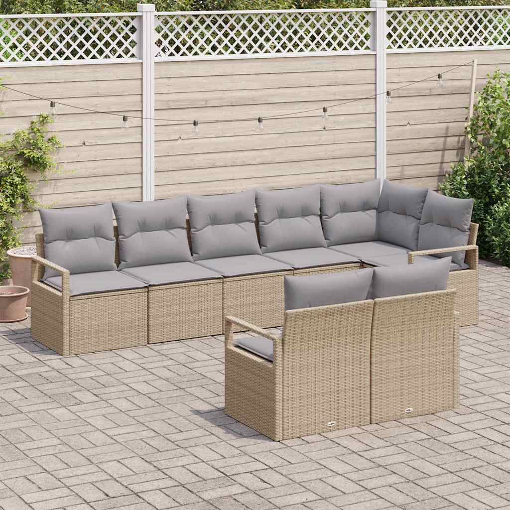 Kanapé Szett 8 pcs Bézs polirattan