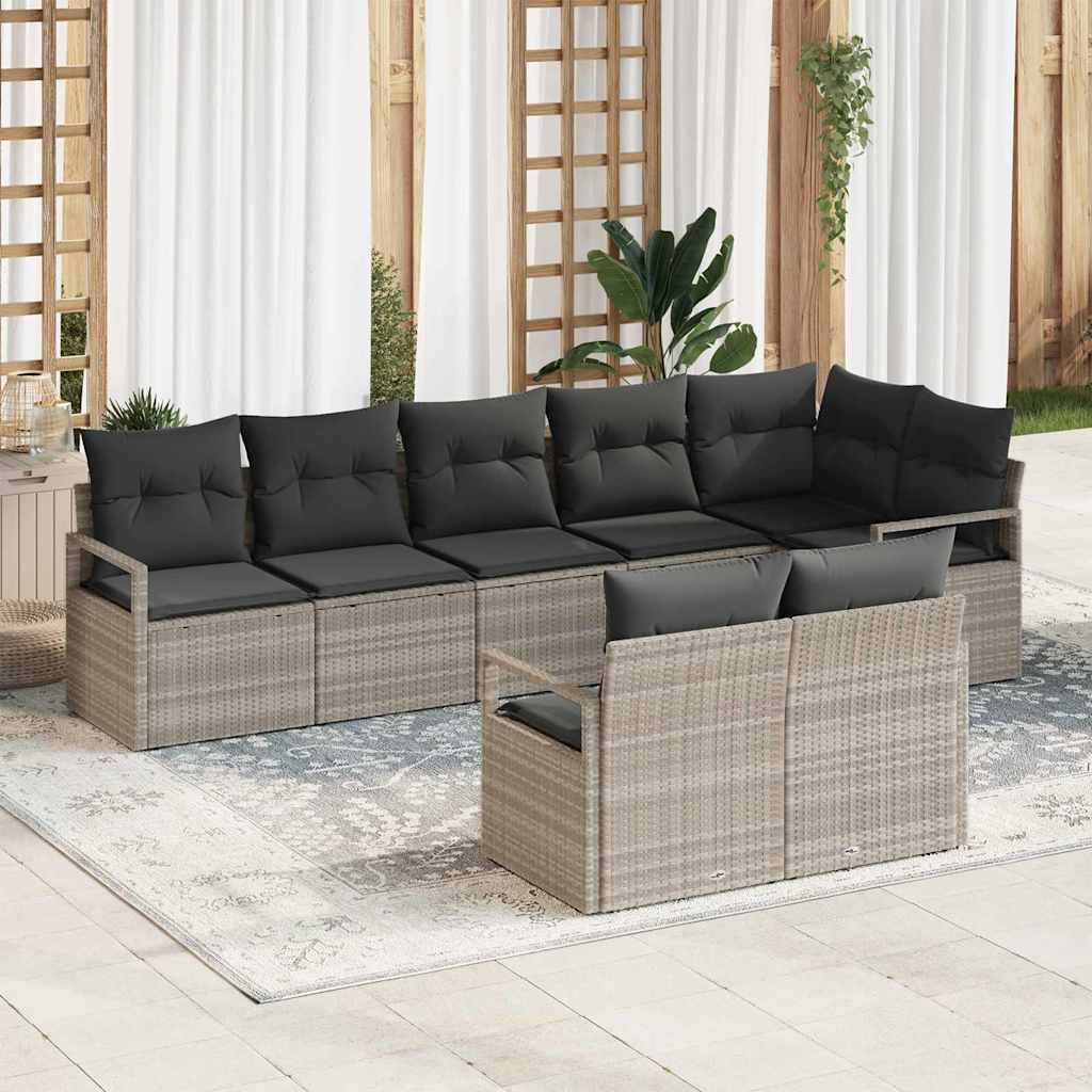 Kanapé Szett 8 pcs Világosszürke polirattan