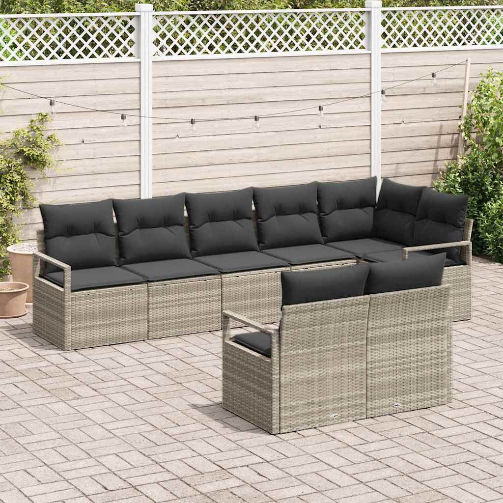Kanapé Szett 8 pcs Világosszürke polirattan