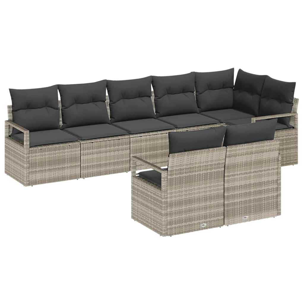 Kanapé Szett 8 pcs Világosszürke polirattan